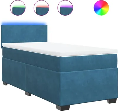 Produktbild von vidaXL Boxspringbett mit Matratze Blau 80x200 cm Samt