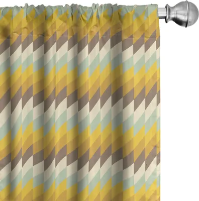 Produktbild von ABAKUHAUS Geometrisch Vorhänge, Gardinen, Abstrakte Mosaik-Art-Zusammensetzung mit Rauten und Fischgräten-Zickzack-Linien, 2 Stück 75 x 225 cm, Mehrfarbig