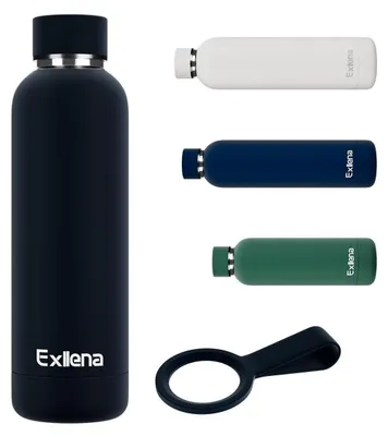 Produktbild von Edelstahl Trinkflasche 500ml Schwarz 24h Kalt / 12h Warm Auslaufsicher