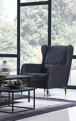 Obrázek produktu pro Moderní sedačka černé křeslo design obývacího pokoje čalouněný nábytek design