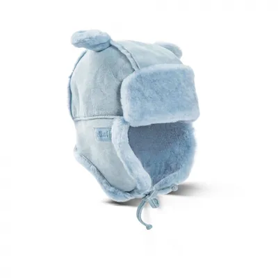 Produktbild von Lammfell-Babymütze Winter-Mütze Leder Größe 44-50 blau Petzi Jungen