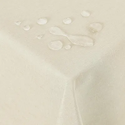 Produktbild von Tischdecke Leinenoptik Wasserabweisend Lotuseffekt 130x220 cm Beige Rechteckig Feinkariert