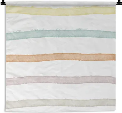 Produktbild von MuchoWow® Wandteppich Wandbehang Linie - Pastell - Regenbogen - Muster 60x60 cm Tapisserie Dekoration Wandtuch - Dekorationen - Wand Decke