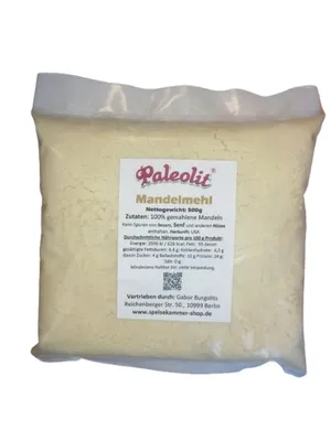 Produktbild von Paleolit Mandelmehl gemahlene Mandeln 500g nicht entölt / naturbelassen / glutenfrei / kohlenhydratarm