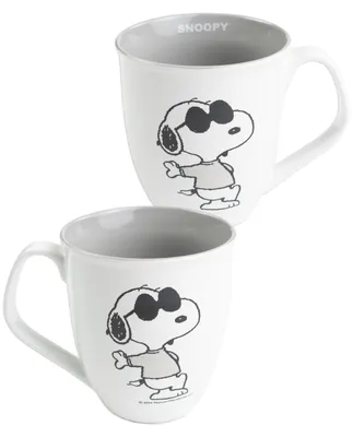 Produktbild von The Peanuts Snoopy Tasse - Kaffeetasse Becher Kaffeebecher aus Keramik Grau Weiß 280 ml