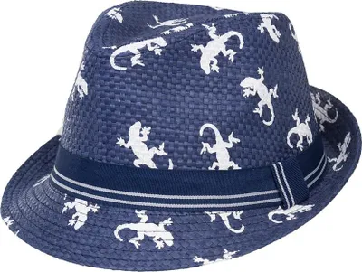 Produktbild von Döll Marineblauer Fedora-Strohhut mit Eidechsenmuster