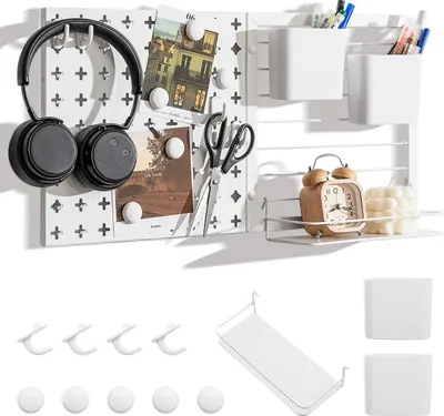 Productafbeelding van Wandorganizer met 2 opbergbakken, 1 opbergrek, 5 magneten en 4 haken