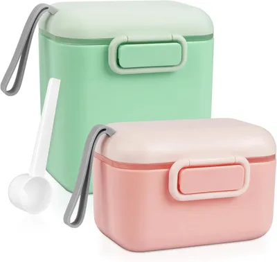 Productafbeelding van Aolso Melkdoseerder - 2 stuks - 800 ml + 400 ml - Draagbare melkpoederdispenser - Formulepoedercontainer - Opbergdoos - Melkpoeder