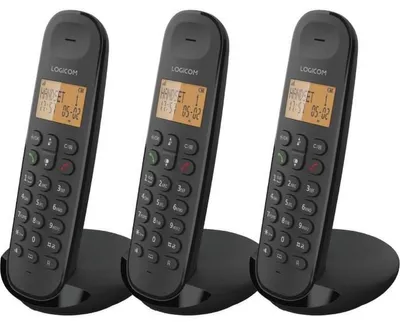 Image de Logicom, téléphone DECT Trio ILOA 350, fonction mains libres, portée de 300 mètres, couleur noire