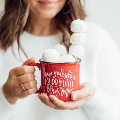 Zdjęcie produktu dla Duży porcelanowy kubek do kawy XL, duży kubek (400 ml), kubek olejowany, kubek jumbo, ceramika emaliowana, kubek do kawy, dekoracja świąteczna (Campfirekop, czerwony)