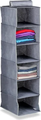 Produktbild von Hängeorganizer - 6 Fächer - Faltbar - Polyester - Hängeregal für Kleiderschrank Grau