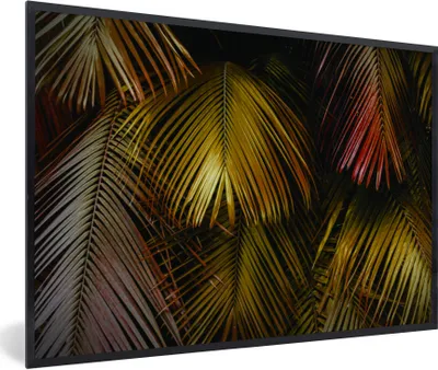 Produktbild von MuchoWow® Gerahmtes Poster Dschungel - Blätter - Gold 90x60 cm - Poster mit Schwarzem Bilderrahmen Wandposter Rahmen Foto Bilder - Fotorahmen - Foto-Plakat