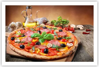 Produktbild von Poster - Poster ohne Rahmen - Pizza Käse Tomaten - 91,5x61 cm - Wand Bild - Wanddeko - Wandbilder - Kunstposter - Wandposter - Bilder - Kunstdruck - Wanddekoration - Wandbild - P2XAA91x61-4024