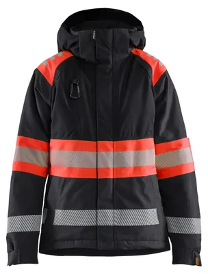 Produktbild von Blakläder Damen High Vis Winterjacke 4470, Farbe:Schwarz/High Vis Rot, Größe:L
