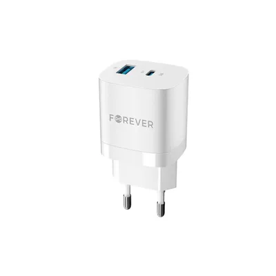 Produktbild von Forever TC-05 GaN PD QC Netzwerkladegerät, Schnellladegerät, USB-C und USB, 33 W, Weiß