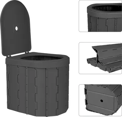 Produktbild von Campingtoilette mit Deckel,Tragbare Reisetoilette,Nottoilette, mobile Toilette für Camping 33x30x28cm