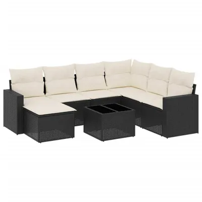 Produktbild von vidaXL 8-tlg. Garten-Sofagarnitur mit Kissen Schwarz Poly Rattan