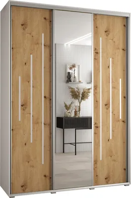 Produktbild von MEBLE KRYSPOL Cannes 13 Schrank mit 3 Schiebetüren - 205,2x170x45 cm - Weiß Artisan Silber