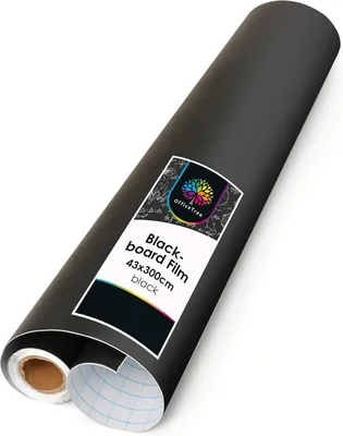 Immagine prodotto di Carta adesiva nera, rotolo da 300 cm, per lavagna – Larghezza 43 cm – Ideale per scrivere, disegnare e creare effetti decorativi con gessetti