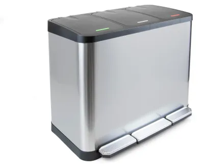 Zdjęcie produktu dla Emuca Pojemnik do recyklingu z pedałem Recycle Inox, 3x9 litrów, Stal nierdzewna