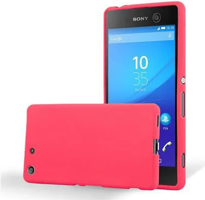 Produktbild von Cadorabo Schutzhülle für Sony Xperia M5 Hülle in Rot Handyhülle TPU Etui Cover Case