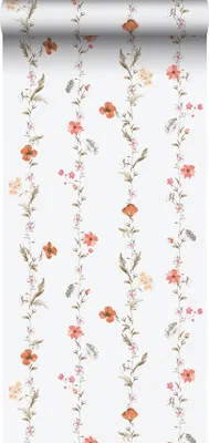 Productafbeelding van Sanders & Sanders behang bloemen oranje en wit 53 cm x 10 m