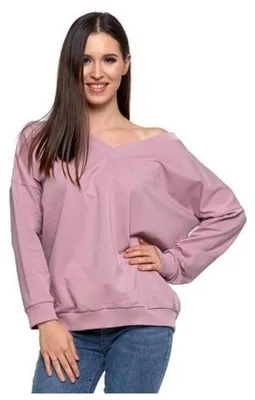 Zdjęcie produktu dla Moraj - Sweter, rozmiar S - Bluza, kolor różowy - Damski sweter - Dekolt V
