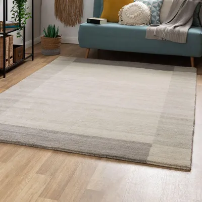 Produktbild von Steffensmeier Nepal Teppich Pali | Wolle, Grau, Größe: 300x400 cm Kurzflor Teppich für Wohnzimmer, Ethno Look