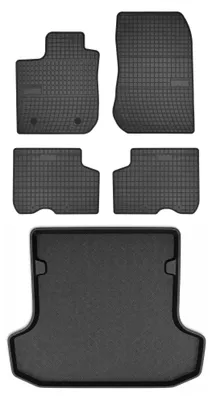 Productafbeelding van Rubberen automatten + kofferbakmat voor Dacia Logan II vanaf 2012 (stationwagen) – 5-delig, zwart, op maat – Wielganizator SolidPRO