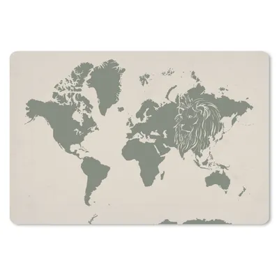 Produktbild von MuchoWow® Schreibtischunterlage Weltkarte - Tiere - Löwe 60x40 cm - XXL Mauspad - Großes Mauspad