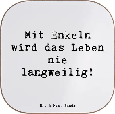 Produktbild von Mr. & Mrs. Panda Personalisierter Bierdeckel Enkelkinder Abenteuer - Weiß - Geschenk, Personalisierte Glasuntersetzer, Familie, herzerwärmende Sprüche, Handgemacht