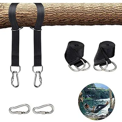 Produktbild von Hängemattenbefestigung und Schwingriemen mit Karabinerhaken und D-Ringen - Bis 550 kg Tragkraft