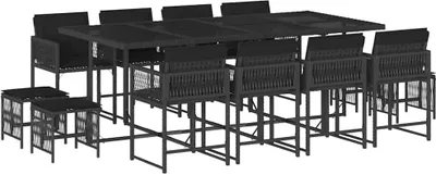 Produktbild von vidaXL 13-tlg. Garten-Essgruppe mit Kissen Schwarz Poly Rattan
