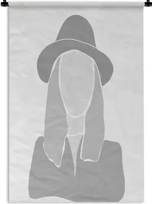 Produktbild von MuchoWow® Wandteppich Wandbehang Frau - Schwarz - Weiß 90x135 cm Tapisserie Dekoration Wandtuch - Baumwolle - Wandskulptur