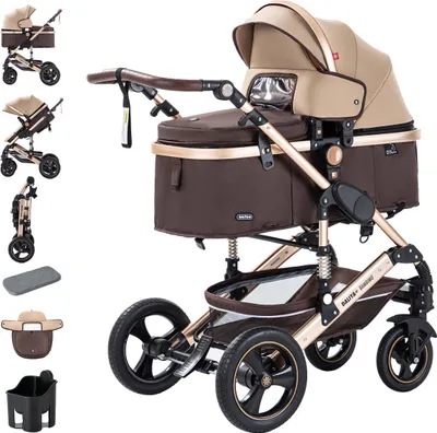 Immagine prodotto di Passeggino Daliya® BAMBIMO 2in1 con ruote Airless, telaio leggero in alluminio e navicella 2in1 o seduta sportiva, passeggino combinato, buggy e stroller