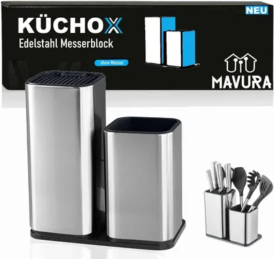 Immagine prodotto di KÜCHOX Ceppo di coltelli in acciaio inox senza coltelli Organizzatore di utensili da cucina, non attrezzato 2in1