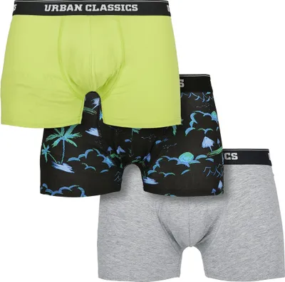 Produktbild von Urban Classics Boxershort Boxer Shorts 3-Pack Island Aop/Lime/Grey-4XL
