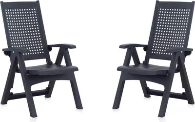 Produktbild von Shaf Milano 2er Pack Klappstuhl | Anthrazit | Wetterfest | für Garten und Terrasse| Klappsessel