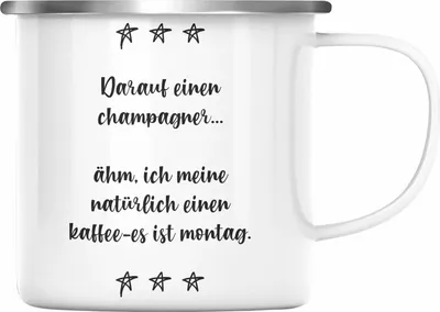 Produktbild von Trendation - Lustige Emaille Tassen für Frauen mit Spruch Kaffee Emaille Tassen Becher Büro Arbeit (Silber)