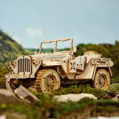Produktbild von 3D-Holzpuzzle Armee-Feldwagen - langanhaltender Puzzlespaß für Groß und Klein - Holzbausatz 369-teilig - einzigartig und nachhaltig