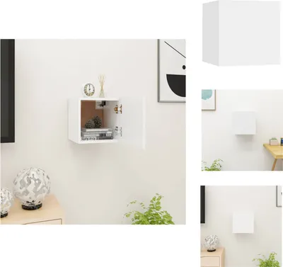 Image de vidaXL Armoire TV murale blanc 30,5x30x30 cm - Meuble TV