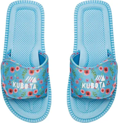 Produktbild von Kubota Badelatschen mit Klettverschluss und Blumenmuster Pantoletten Sandalen Damen "Velcro" Blau, 40