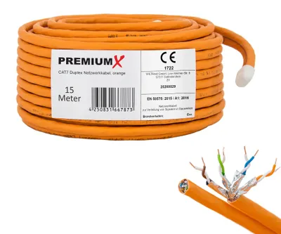 Produktbild von PremiumX 15m CAT 7 Netzwerkkabel Duplex LAN Kabel Ethernet Datenkabel