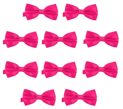 Produktbild von 10er Set DonDon Herren Fliege 12 x 6 cm gebunden und längenverstellbar pink