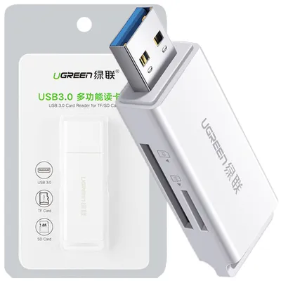 Produktbild von Ugreen 40753, MicroSD (TransFlash), MicroSDHC, MicroSDXC, SD, SDHC, SDXC, Weiß, USB, 20 mm, 66 mm, 11,5 mm
