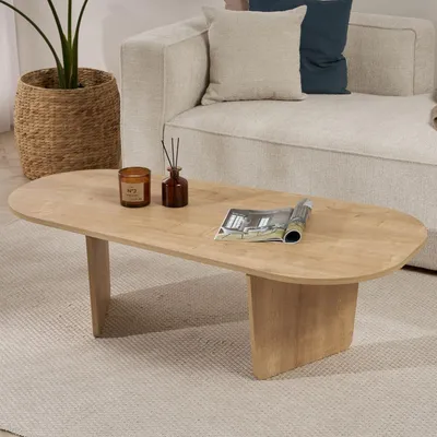 Immagine prodotto di Dmora Tavolino da Salotto Dozza 130x65x40h cm Marrone Rovere, Forma Ovale Materiale Piano in Legno Nobilitato