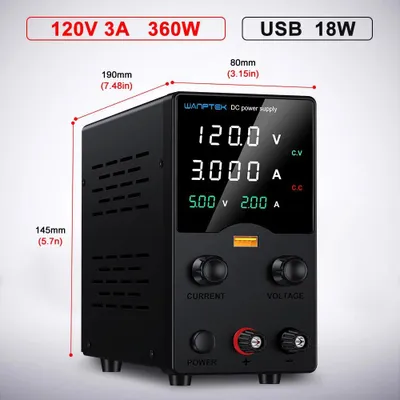 Obrázek produktu pro DC laboratorní napájecí zdroj - GA1203H, 120V, 3A - Nastavitelná napětí a proud - 1 výstup - Stolní zařízení - USB rychlé nabíjení