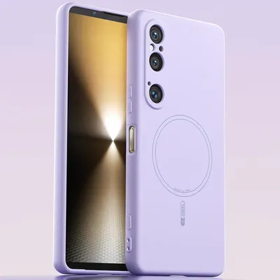 Image de Etui magnétique pour Sony Xperia 1 VI, compatible MagSafe, silicone liquide, résistant aux chocs et aux rayures Violet
