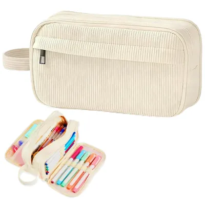 Productafbeelding van Etui van cordura met 4 vakken, groot schooletui voor volwassenen, meisjes en jongens, pennenhouder