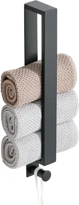 Obrázok produktu pre Samolepiaci držiak na uteráky Unyqoos® s háčikom do kúpeľne a kuchyne, 40 cm, čierny